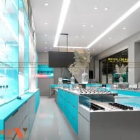 Thiết kế tiệm kính mắt Điện Biên Phủ hiện đại với không gian trưng bày khoa học  